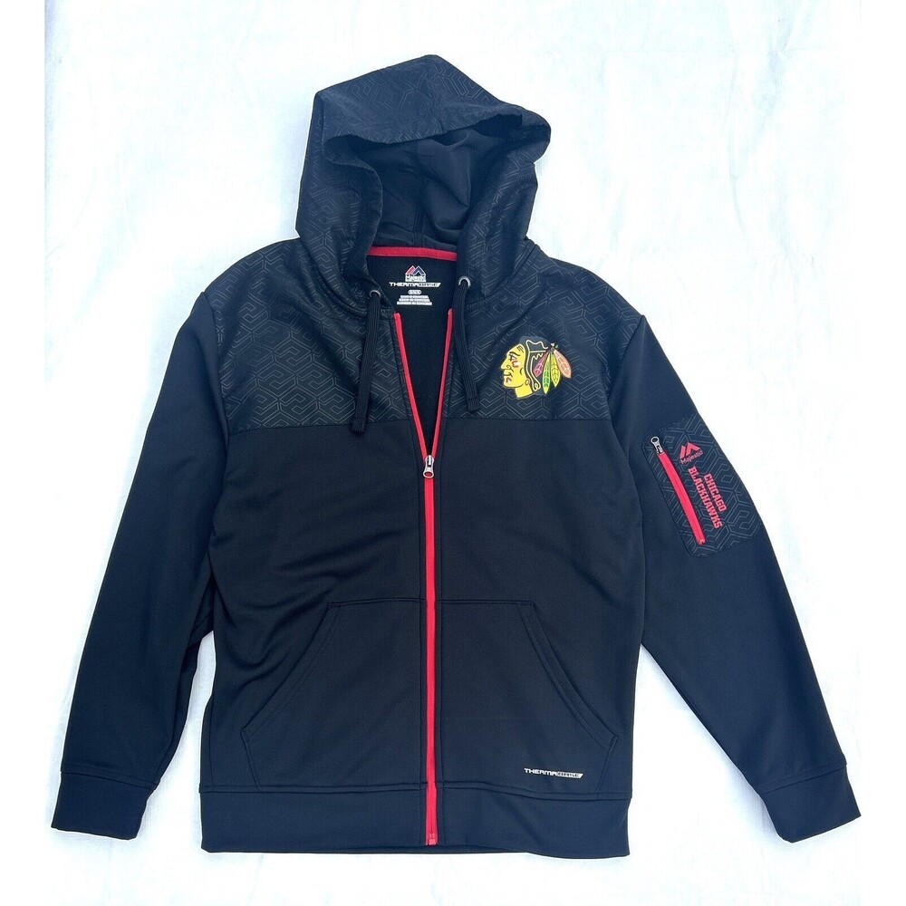 Chicago Blackhawks NHL Men’s Majestic Full Zip Jacket Black Size Medium Poly
